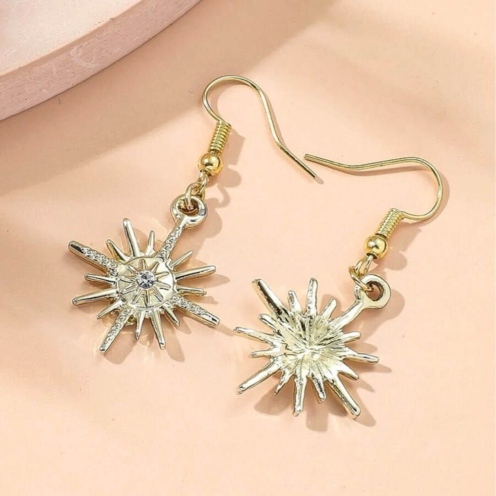 Any 3/$25! Gold Crystal Star Drop Earrings - Picture 3 of 6